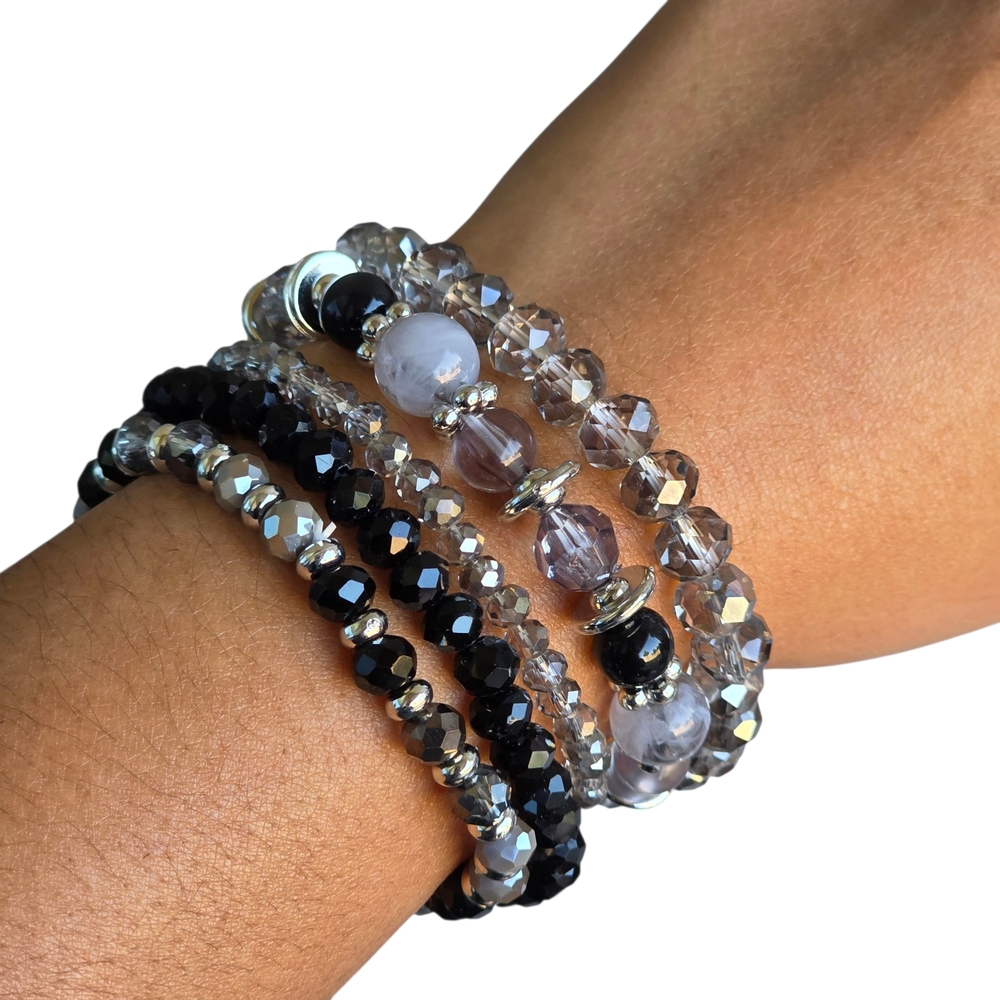 Sparkly Boho Beaded Bracelet Set Handmade Jewelry